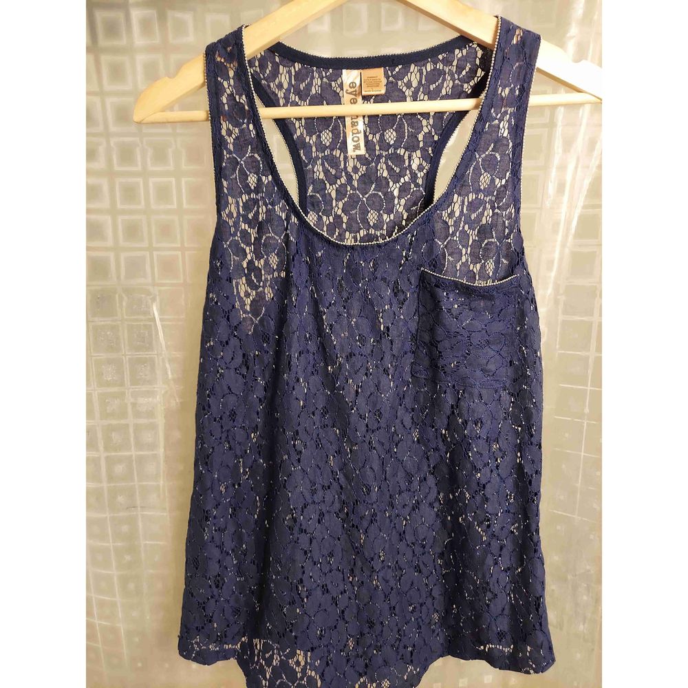 Eyeshadow Navy Blue Lace Blouse Large